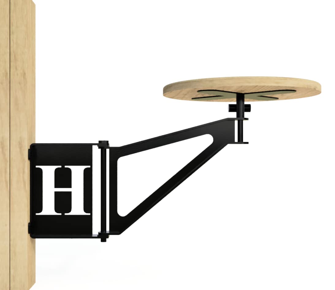 Monogram Swing Away Bar Stool with Wooden Seat - Round & Rectangle Design - Wall Mount Required - Perfect for Kitchen Islands, Home Bars & Small Spaces