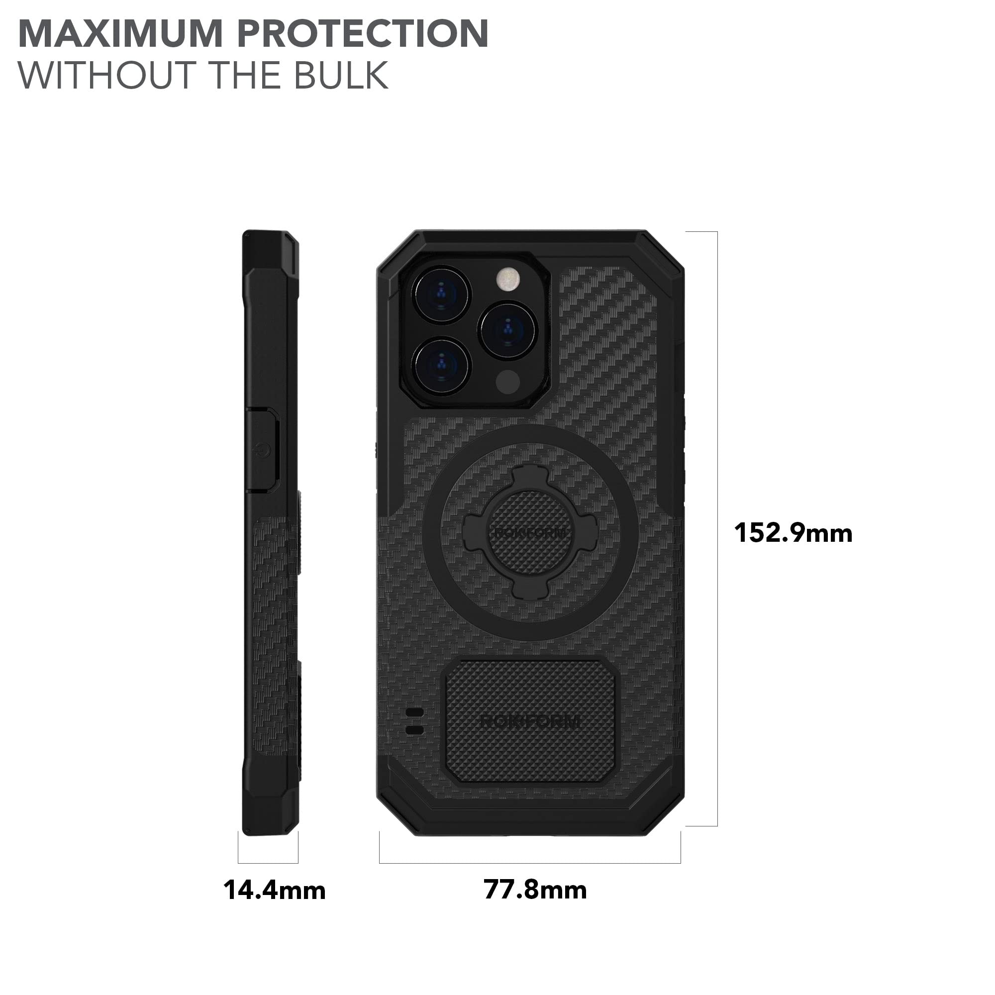 Rokform Rugged Series iPhone 13 Pro Case - Dual Magnet & MagSafe Compatible Protective Cover with RokLock Twist Lock, Drop Tested Armor (Black) - Perfect for Outdoor Adventures & Daily Protection