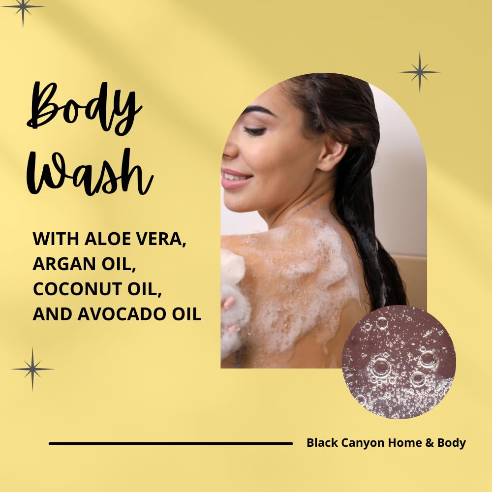 Black Canyon Bergamot Mint Scented Body Wash for Men & Women - 8 Oz Refreshing Shower Gel with Natural Essential Oils - Perfect for Morning Shower & Spa Relaxation
