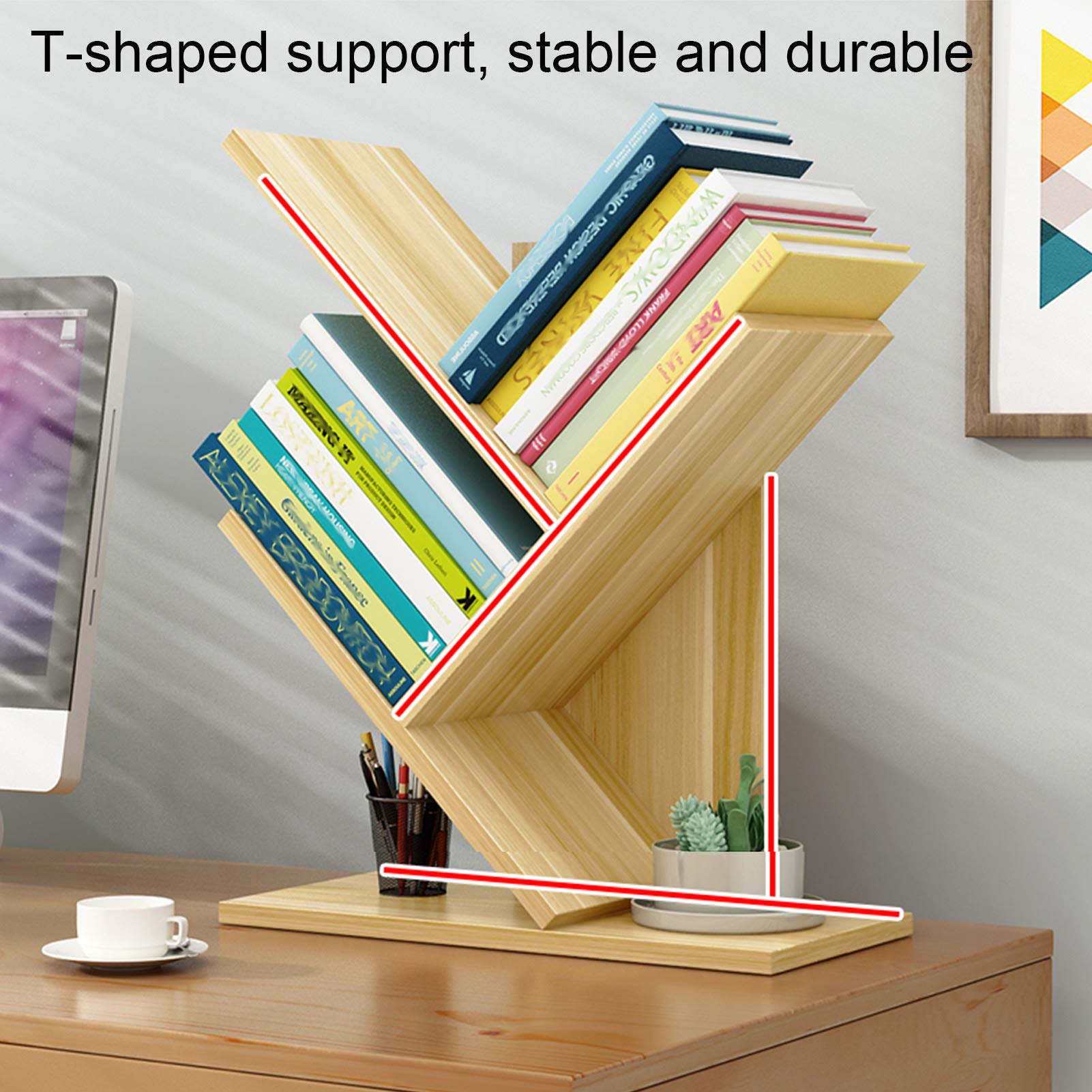 Tree-Shaped Desktop Bookshelf Organizer - Stylish Storage for Books, Magazines & CDs - Perfect for Bedroom, Living Room & Office Workspace
