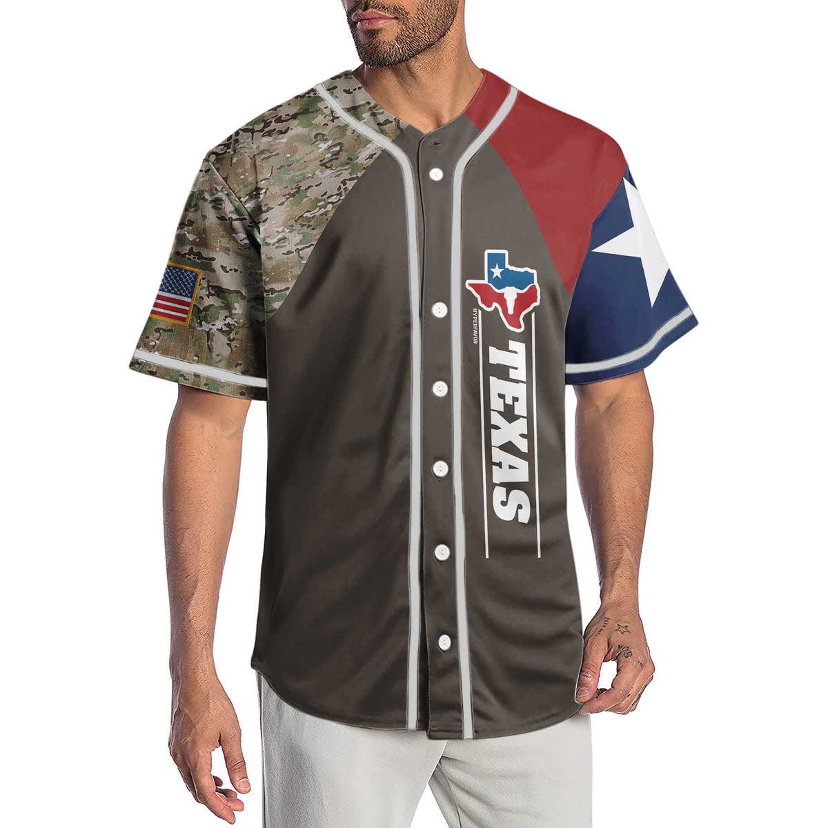 HYPERFAVOR Proud Texas Baseball Jersey for Men - Short Sleeve Texas State Shirt - Perfect for Baseball Games, BBQ Parties & Texas Pride Gifts