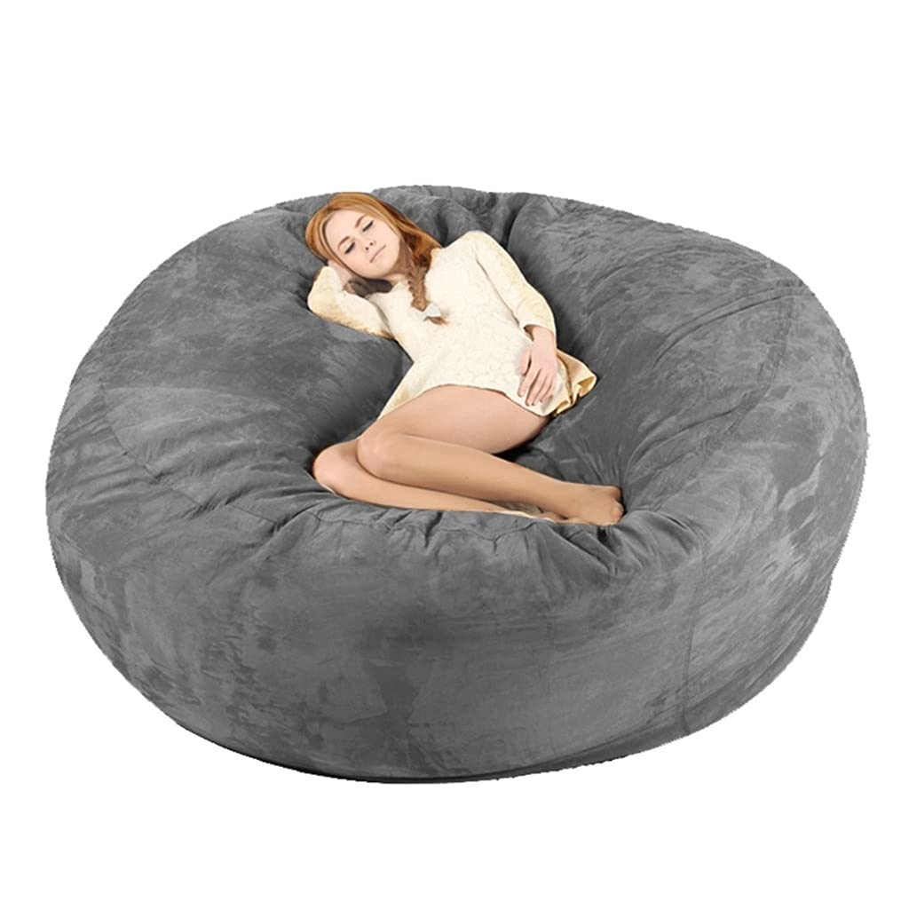Luxury Giant 6/7/8ft Bean Bag Chair Cover (No Filler Included) - Soft Grey 7ft Replacement Cover for Memory Foam or Plush Toy Storage - Perfect for Kids' Rooms, Game Rooms & Dorm Organization
