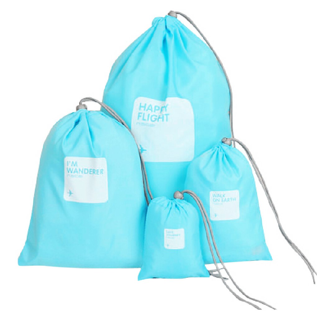 ITODAUS 4-Pack Waterproof Drawstring Bags for Shoes, Laundry, Underwear, Clothes & Makeup - Multi-Size Travel Storage Pouches for Sports, Home & Organizing Essentials