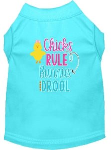 Chicks Rule Screen Print Dog Shirt - Cute Graphic Pet Tee in Multiple Colors - Perfect for Dog Lovers & Pet Birthday Parties