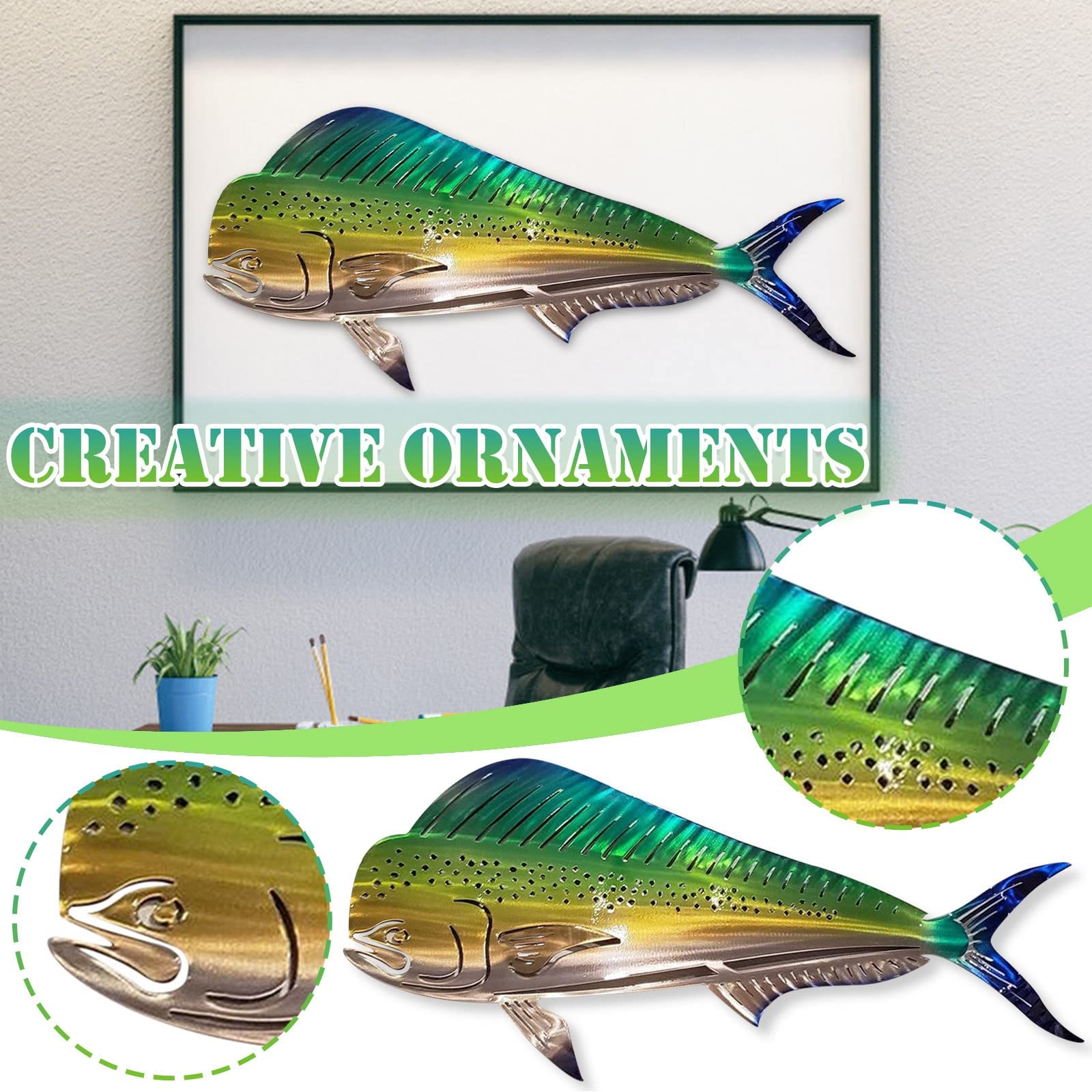 Shark Metal Wall Art Decor - Handcrafted Ocean Themed Wall Hanging Ornament for Living Room, Bedroom, Office | Unique Home Decor Gift for Beach House & Coastal Style Interiors