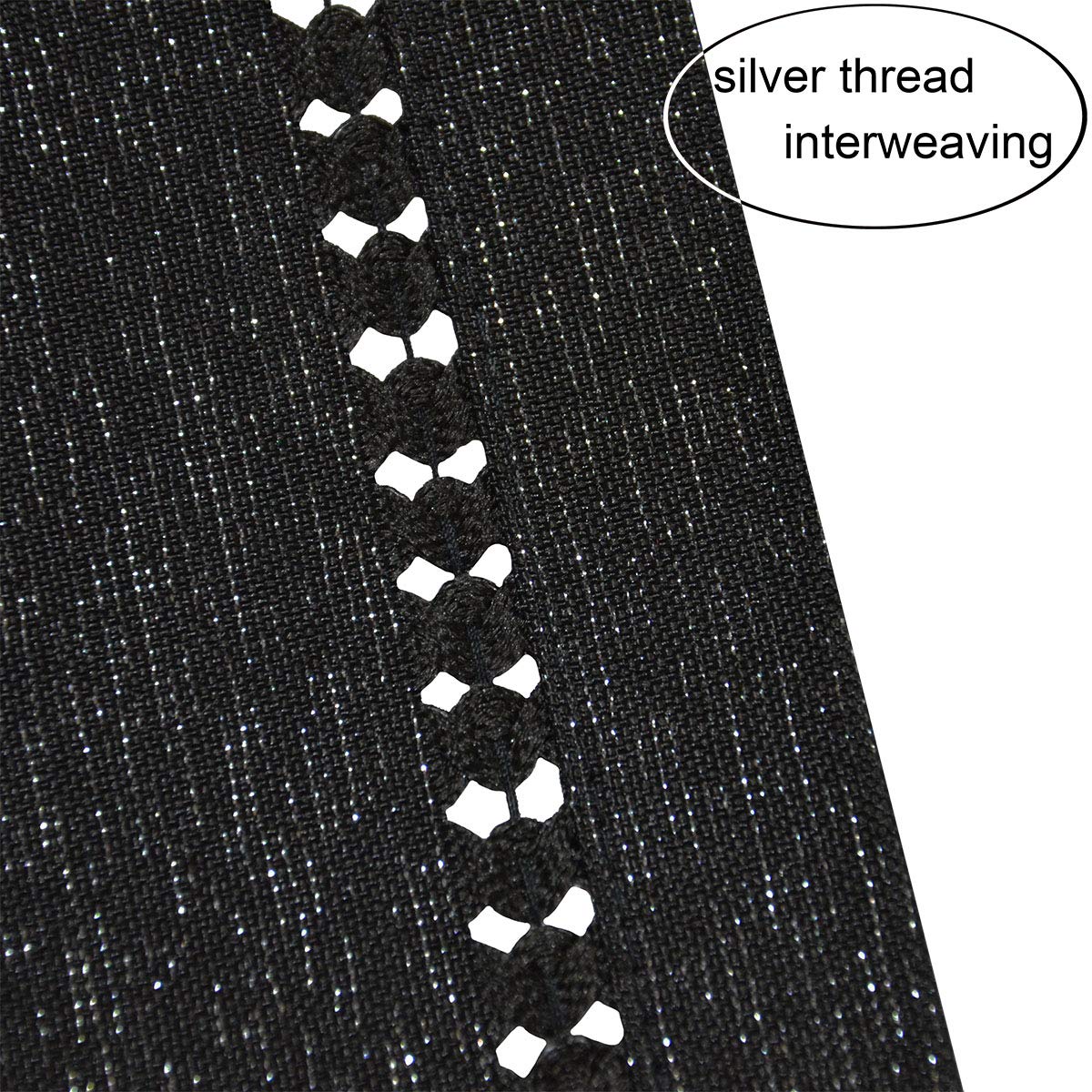 Premium Hand Hemstitched Halloween Dining Table Napkins - Silver Thread Interwoven Black Cloth Napkins (Set of 4, 18x18 Inches) for Holiday Dinner Parties, Festive Table Decor & Special Occasions