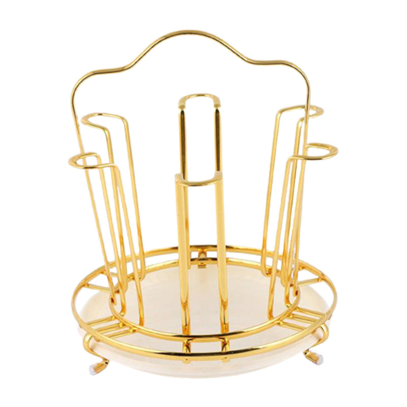 Modern Gold Mug Holder Stand - Metal Cup Organizer Rack for Tree Bottles | Stylish Kitchen Countertop & Bar Accessory for Coffee, Tea, and Wine Glasses