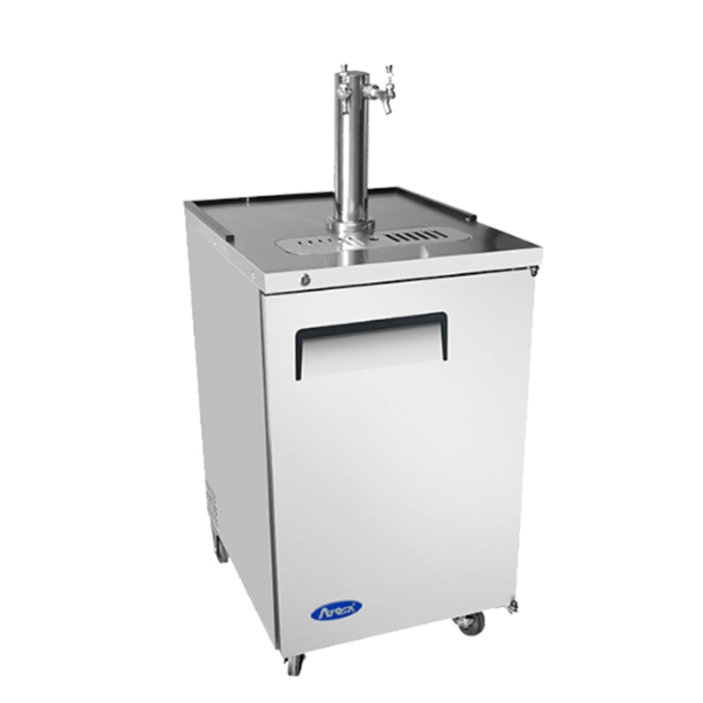 Atosa 23 Inch Commercial Draft Beer Refrigerator with Dual Tap Tower - Perfect for Bars, Pubs, and Home Brewing