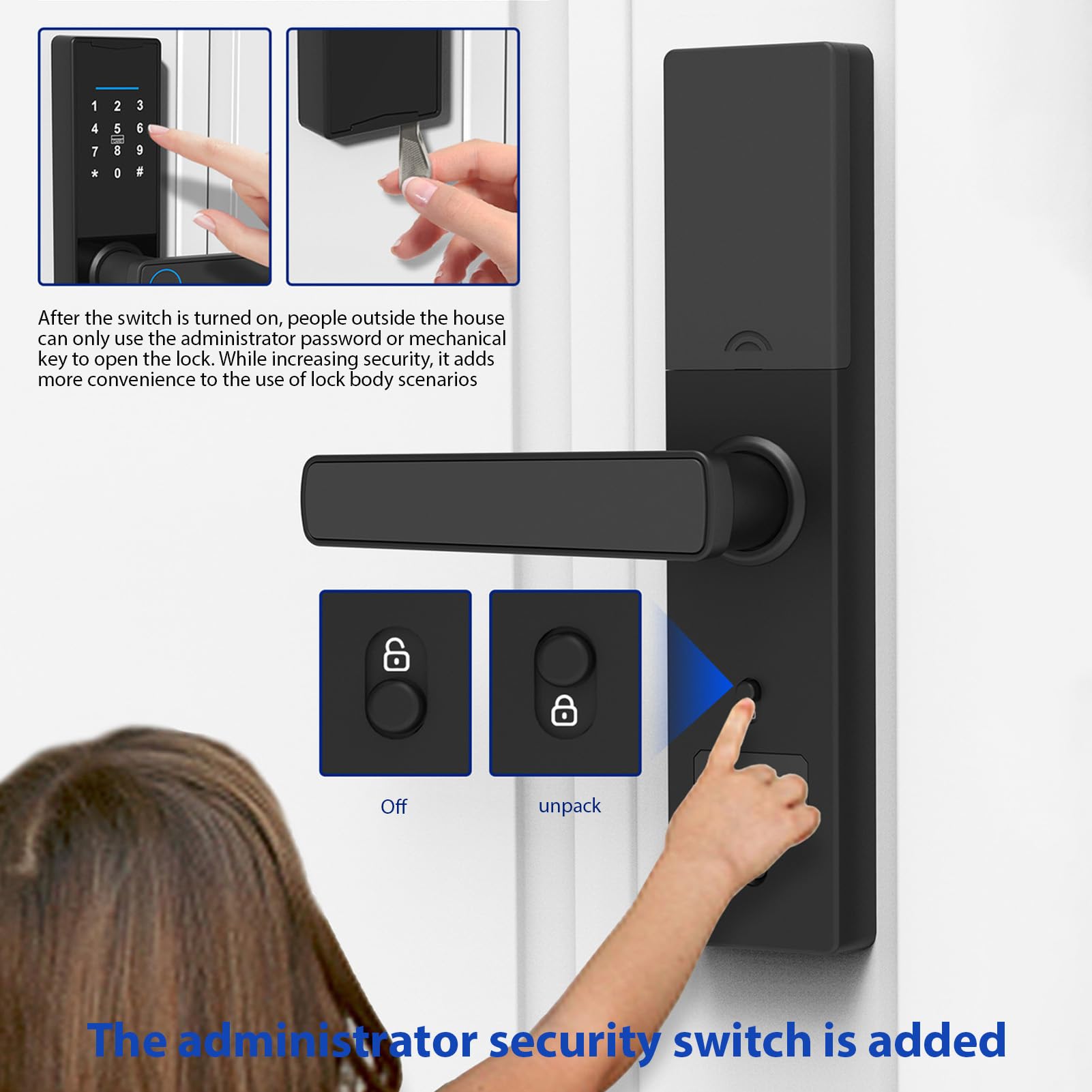 Tuya Smart Lock - Fingerprint & Keypad Electronic Deadbolt Door Lock with Handle, Tuya APP Compatible - Secure Your Home, Office & Vacation Rental