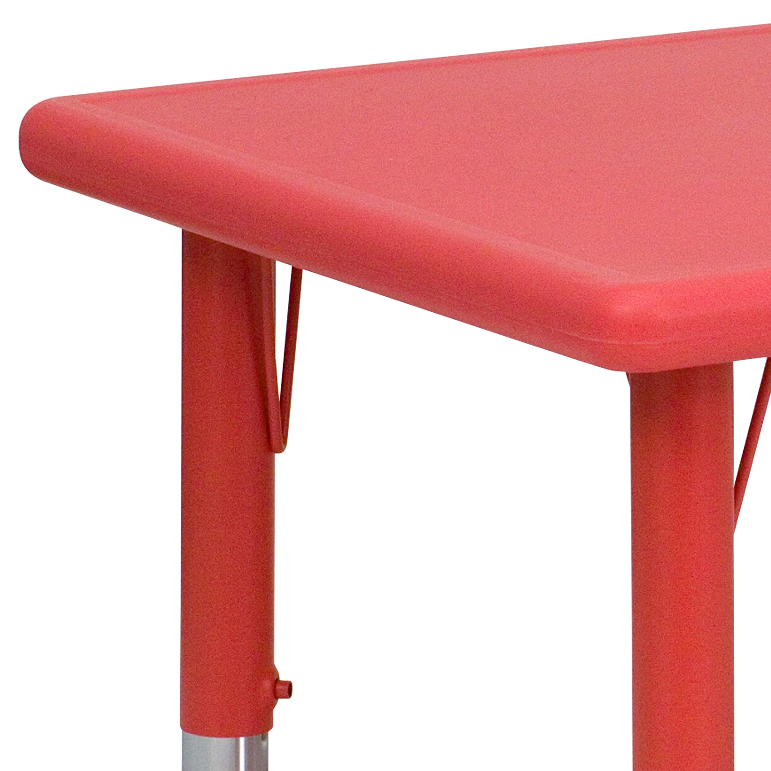 EMMA + OLIVER 24x48 Inches Red Plastic Adjustable Height Kids Activity Table - Perfect for Playrooms, Classrooms & Daycare Centers