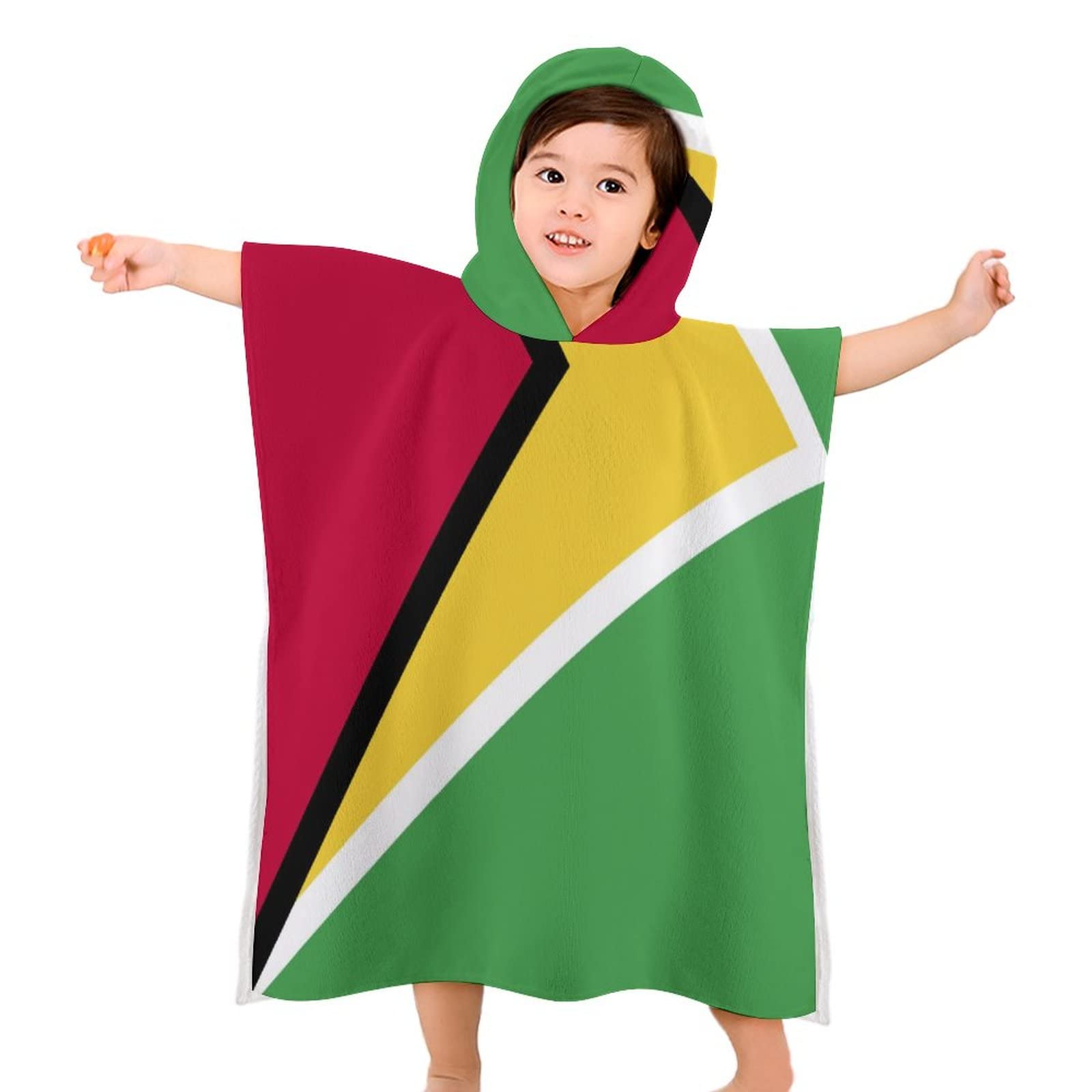 Kids Guyana Flag Hooded Towel - Soft Absorbent Swim & Beach Towel for Boys & Girls - Perfect for Pool, Beach, and Bath Time