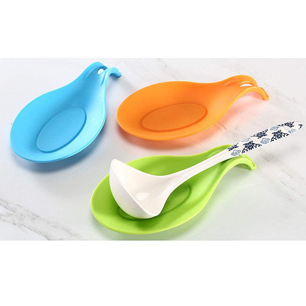 CANDeal Large Heat-Resistant Silicone Spoon Rest Set - 6 Colorful Non-Slip Kitchen Utensil Holders for Cooking, Baking & Serving - Perfect for Stovetop, Countertop & Dining Table Use