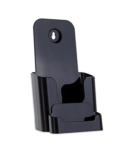Source One 40-Pack Black 4x9 Inch Tri-Fold Brochure Holders with Business Card Slots - Perfect for Trade Shows, Retail Displays & Office Reception Areas