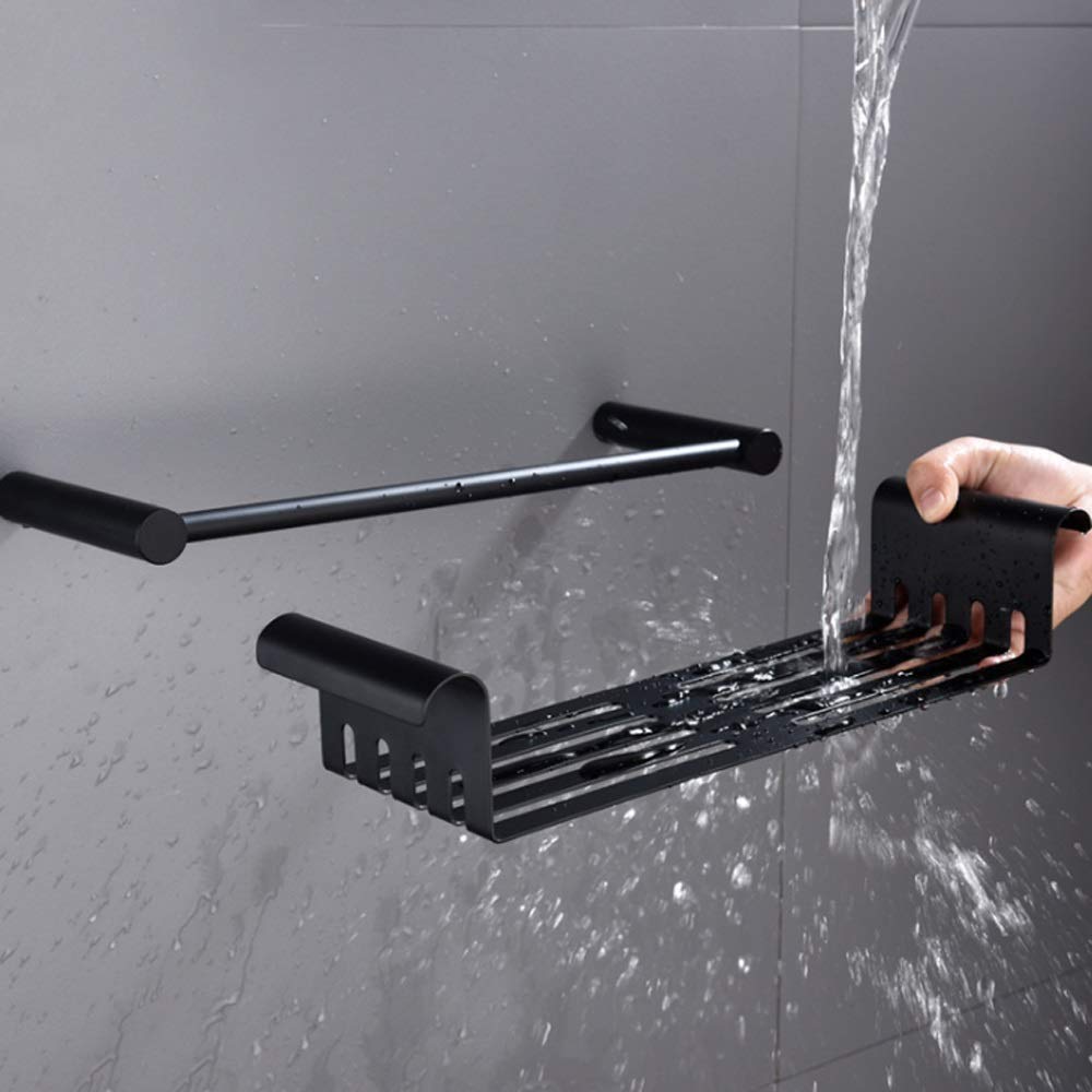 Black Stainless Steel Bathroom Shelf - Detachable Towel Rack for Kitchen & Bathroom, Toiletry Storage Organizer with Mirror Front, Perfect for Home Bathrooms & Toilet Storage (Ideal for Small Spaces & Apartment Living)