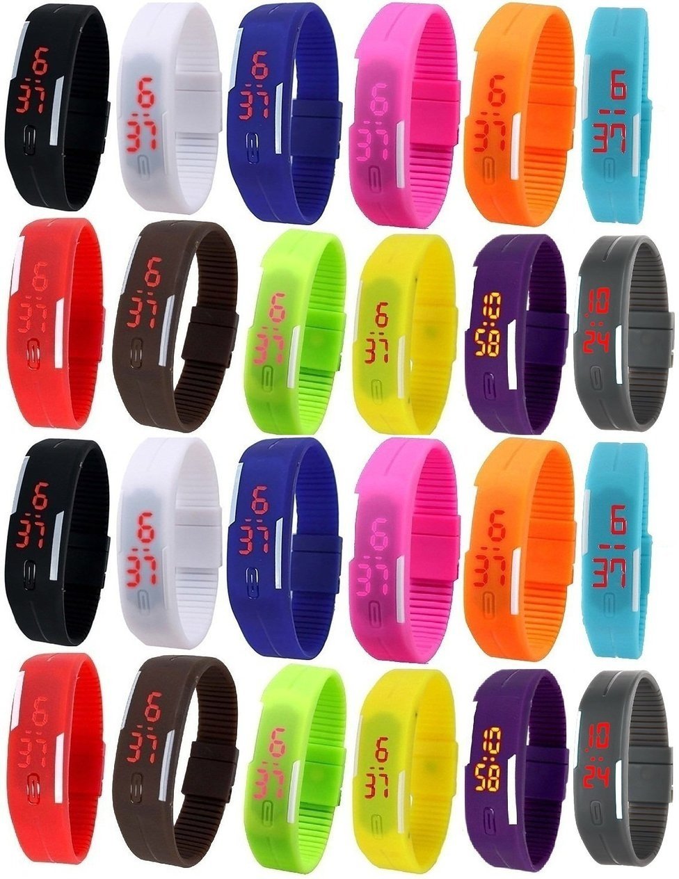 **Pappi-Haunt Kids LED Sports Watch Pack of 24 - Unisex Digital Light Up Wristbands for Boys & Girls - High-Quality Birthday Party Favors & Return Gifts - Perfect for Sports Events, Birthday Celebrations & School Activities**