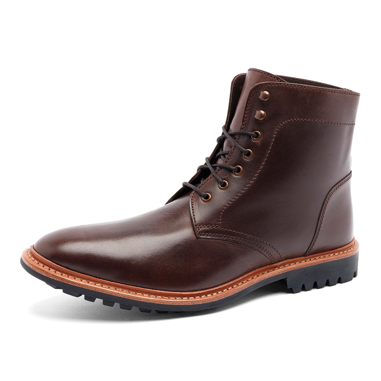 Anthony Veer Lincoln Men's Lace-Up Boots - Premium Goodyear Welt Dress & Work Boots with Ortholite Cushioning & Recraftable Commando Outsole - Vintage Full Grain Leather - Perfect for Office, Outdoor Work & Casual Wear