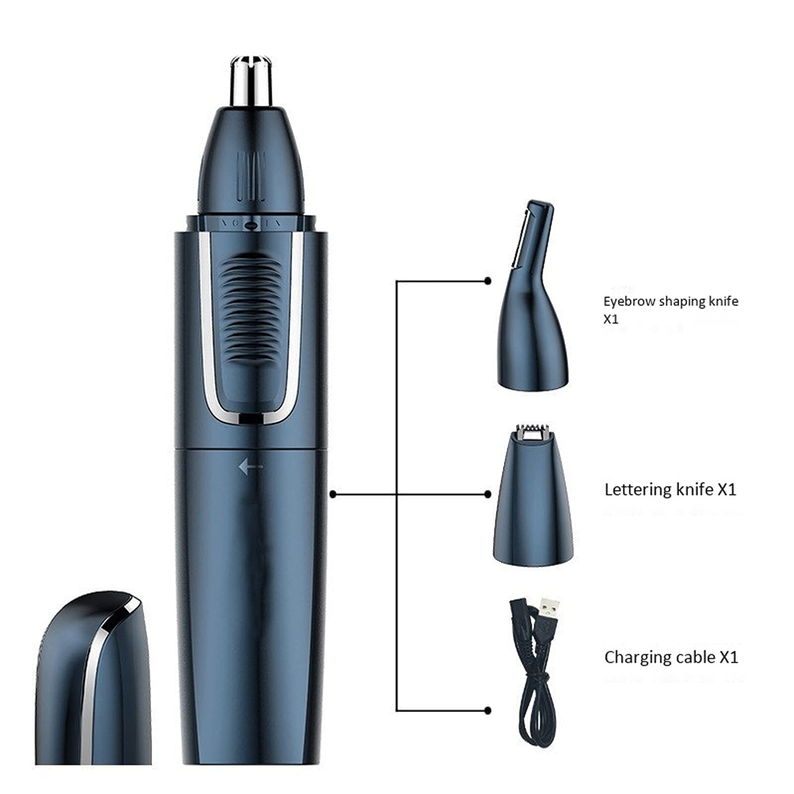 Painless Nose Hair Trimmer for Men - Electric Nose & Ear Hair Clipper with Precision Blades for Chin, Upper Lip, Eyebrow Grooming & Head Shaving - Perfect for Travel & Personal Grooming Kit