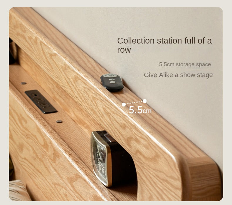 Solid Oak Wood Suspension Luminous Bed - Modern Floating Platform Bed with LED Lighting for Bedroom, Guest Room, or Dorm