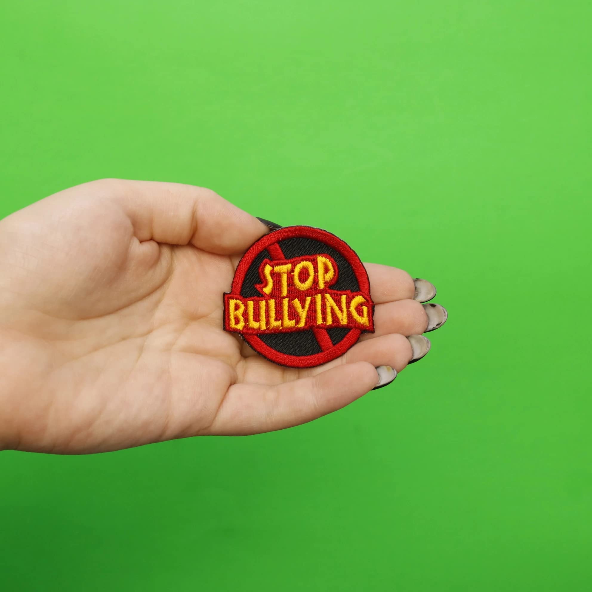 Anti-Bullying Embroidered Iron-On Patch for Jackets, Backpacks & DIY Crafts - Stop Bullying Motivational Sew-On Badge for Kids & Teens