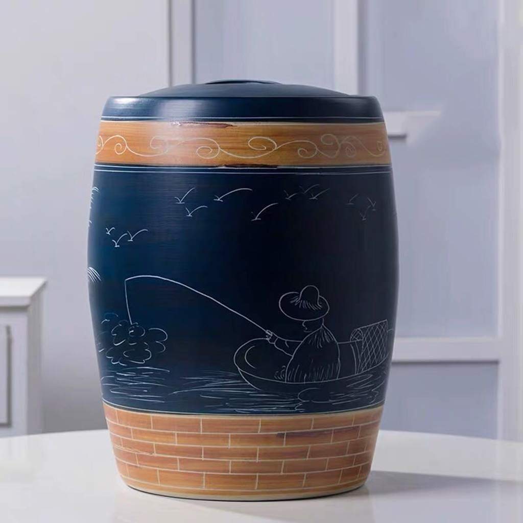 Large 10kg Ceramic Food Storage Container for Rice, Flour, Sugar, Coffee, Nuts & Pet Food - Airtight Kitchen Organizer with Dispenser - Perfect for Pantry, Countertop & Bulk Food Storage (15kg/33lb Capacity, Color B)