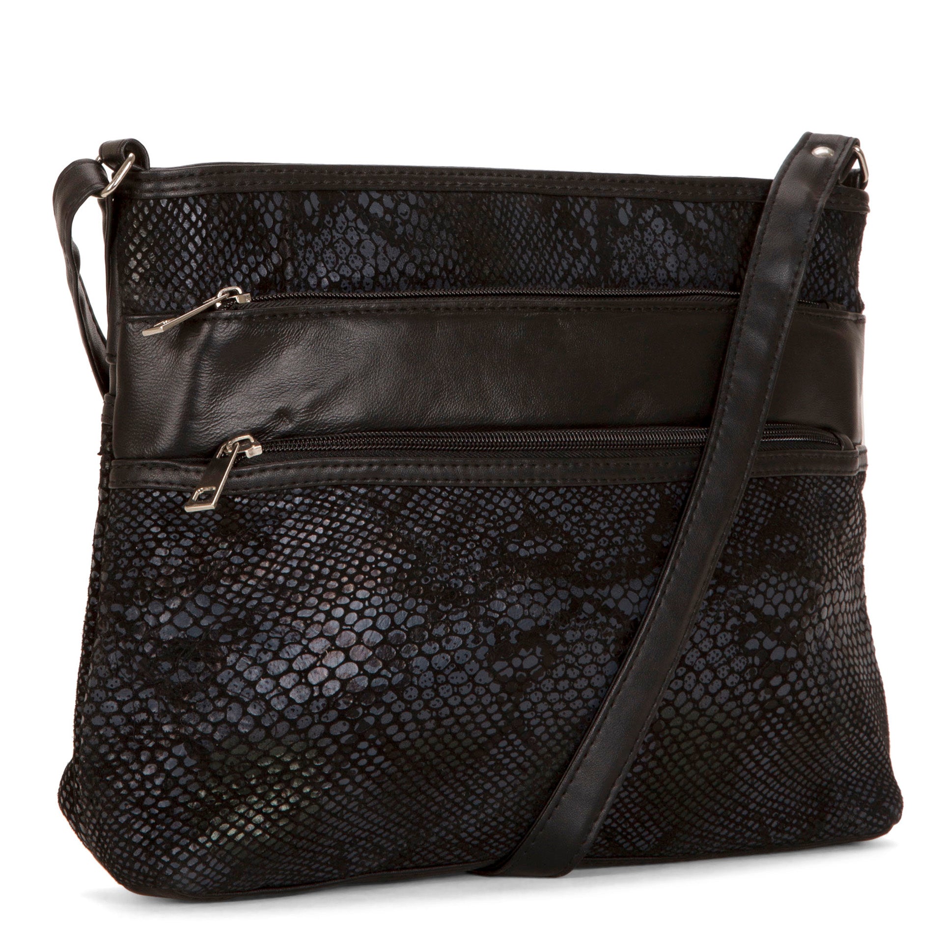 RFID Blocking Leather Crossbody Bag with Double Zipper - Secure & Stylish for Travel, Shopping, and Daily Use