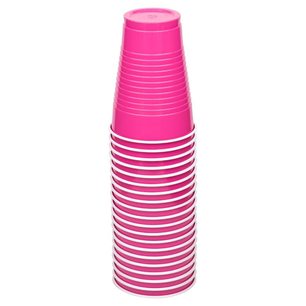 JAM Paper Plastic Party Cups - 16 oz Fuchsia Disposable Cups (20-Pack) - Perfect for Birthday Parties, BBQs, Picnics & Outdoor Events