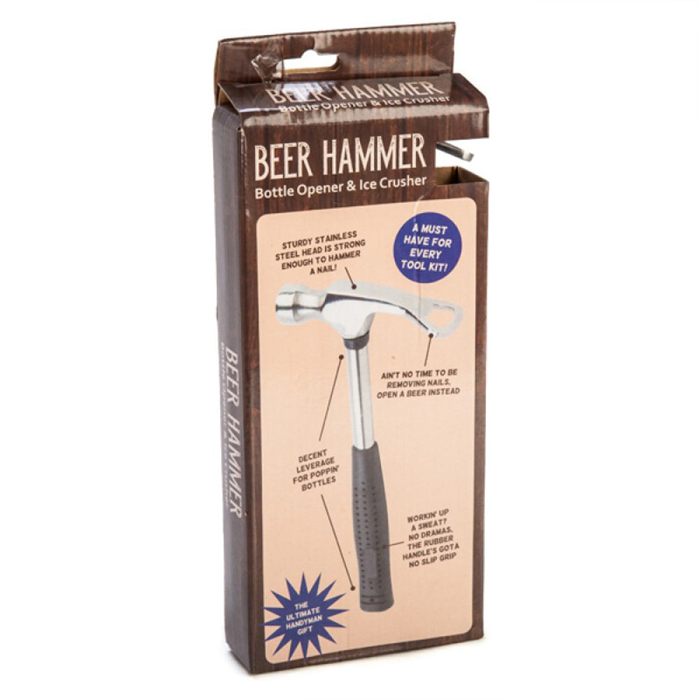 Stainless Steel Beer Hammer Bottle Opener & Ice Crusher - Bar Tool for Opening Bottles and Crushing Ice - Perfect for Home Bars, Parties, and Outdoor Camping