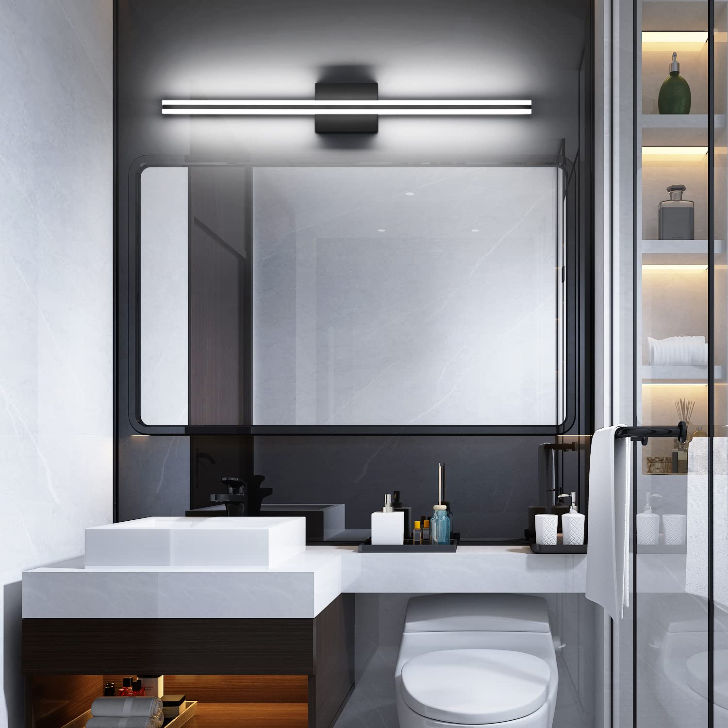 Dimmable LED Bathroom Vanity Lights - Matt Black Mirror Lights for Home Decor