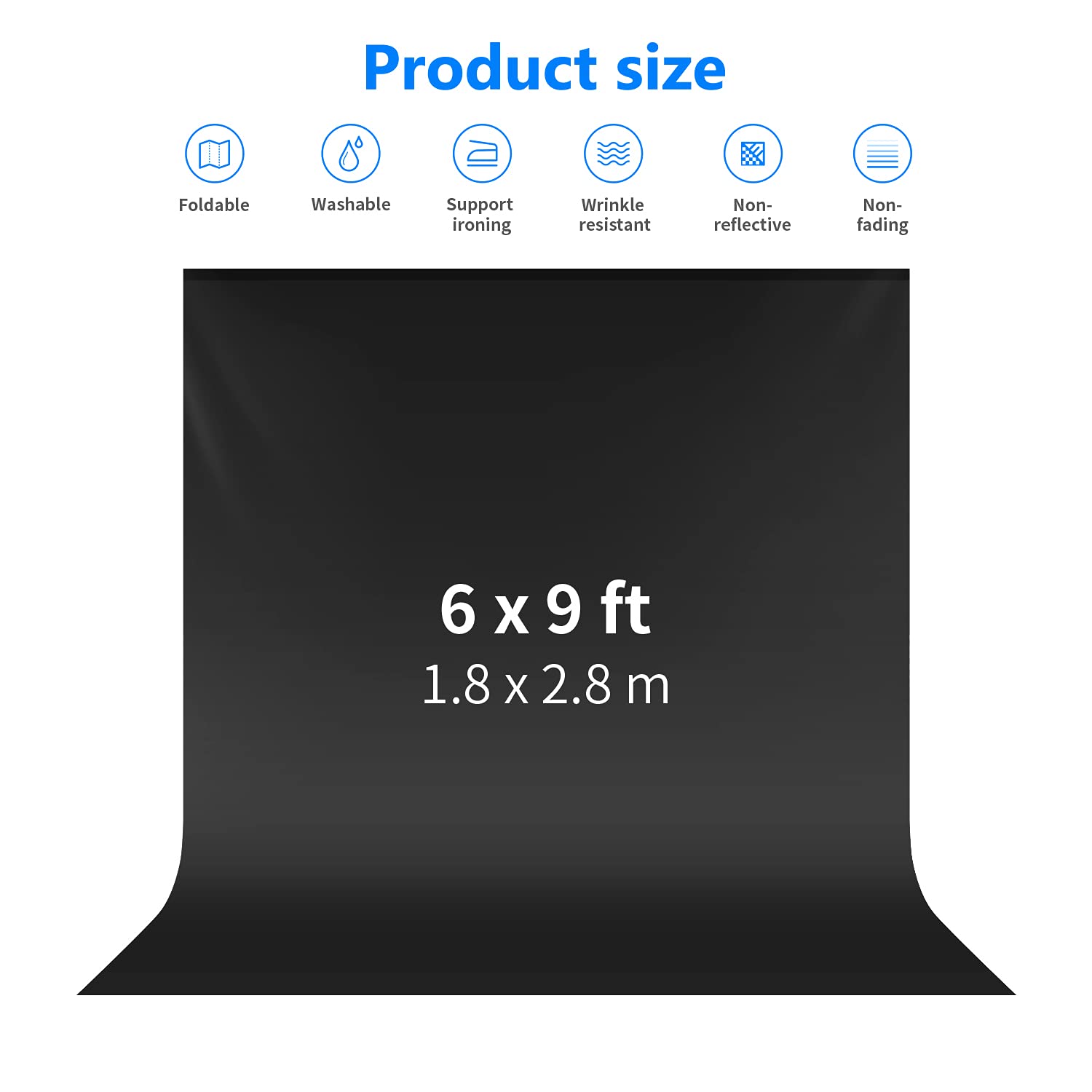 Neewer 6x9FT (1.8x2.8M) Professional Photography Muslin Backdrop - Durable Collapsible Studio Background for Photo, Video & TV Production - Black - Perfect for Portrait, Product & YouTube Content Creation