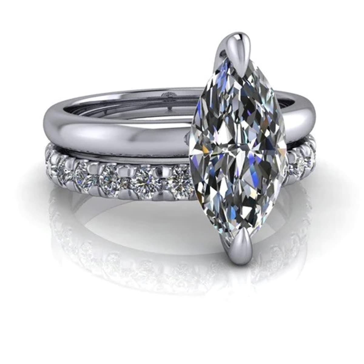 2.50CT Marquise Cut Moissanite Diamond Wedding Ring Set in 925 Sterling Silver - Solitaire Bridal Engagement Ring for Women | Perfect for Proposals, Anniversaries & Special Occasions