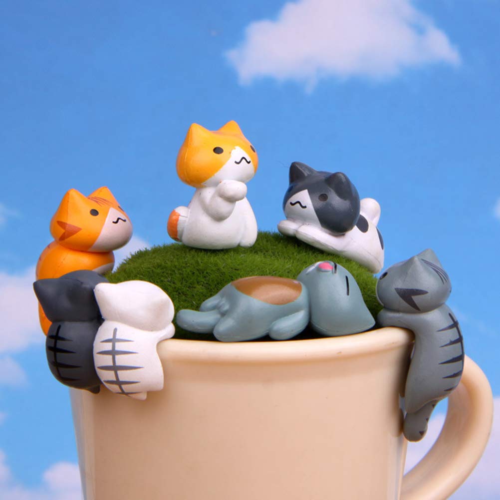 Mini Cute Cat Figurines for Fairy Garden - Tiny Kitty Landscape Ornaments, Home Decor for Succulents & Bonsai Plants - Perfect for DIY Crafts, Tabletop Displays and Gift Giving (Random Style)