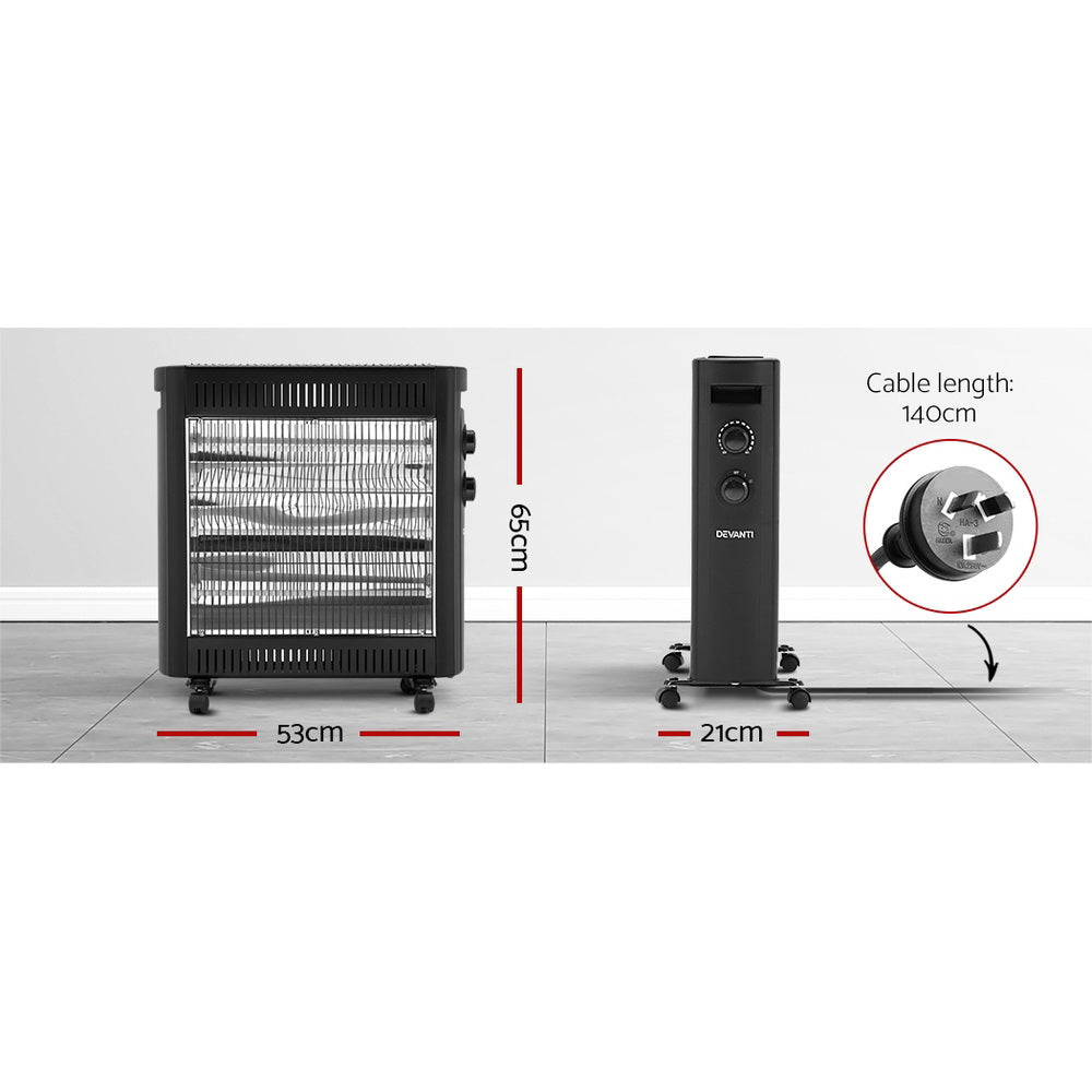 2200W Infrared Radiant Heater - Portable Electric Space Heater with Convection Heating Panel for Home, Office & Garage - Energy Efficient Indoor Warming Solution