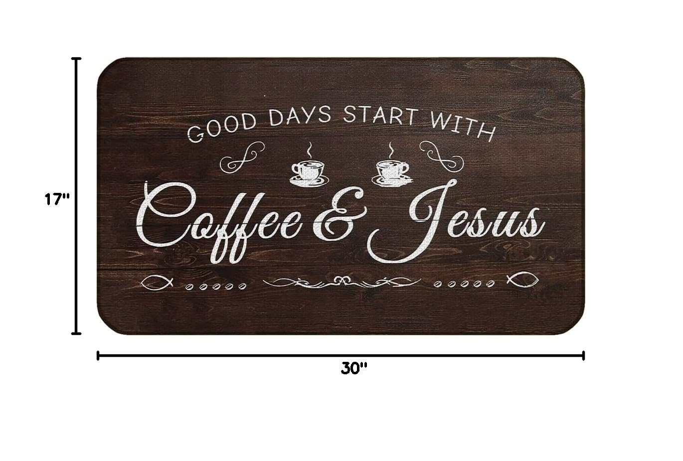 Premium Coffee-Themed Door Mat - Non-Slip Indoor/Outdoor Welcome Mat for Kitchen, Bar & Entrance - 17x30 Inch Coffee Lover Decor - Perfect for Cafes, Homes & Office Spaces