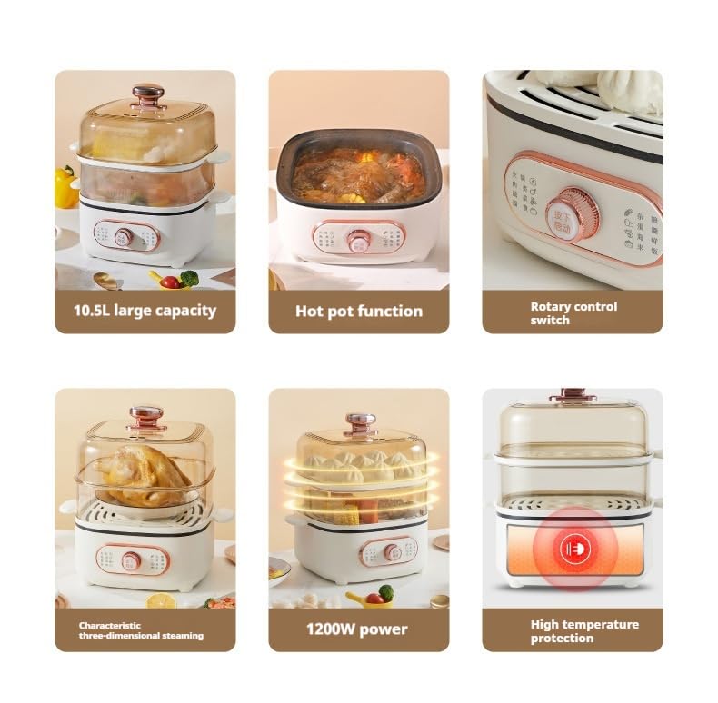 110V Electric Steamer & Cooker - Multi-Function Rice Cooker & Food Steamer for Healthy Cooking - Perfect for Breakfast, Meal Prep & Family Dinners - US/Japan/Canada Version