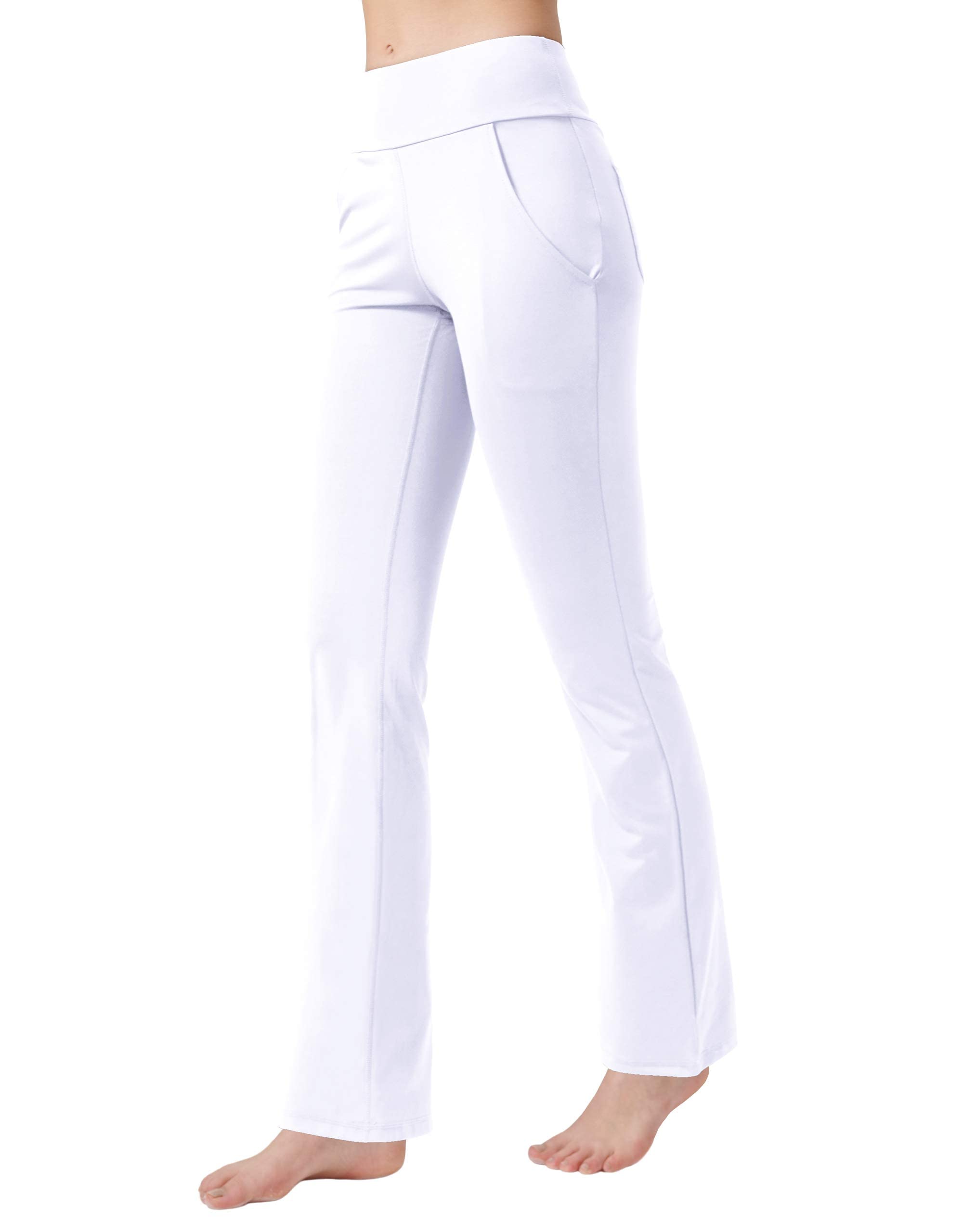 Nuveti Women's High Waisted Bootcut Yoga Pants with 4 Pockets - Tummy Control Workout Pants, Bootleg Dress Pants for Office, Yoga & Everyday Wear