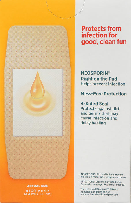 Extra Large Band-Aid Antibiotic Adhesive Bandages for Wound Care - First Aid for Cuts, Scrapes & Burns at Home, Work or Travel