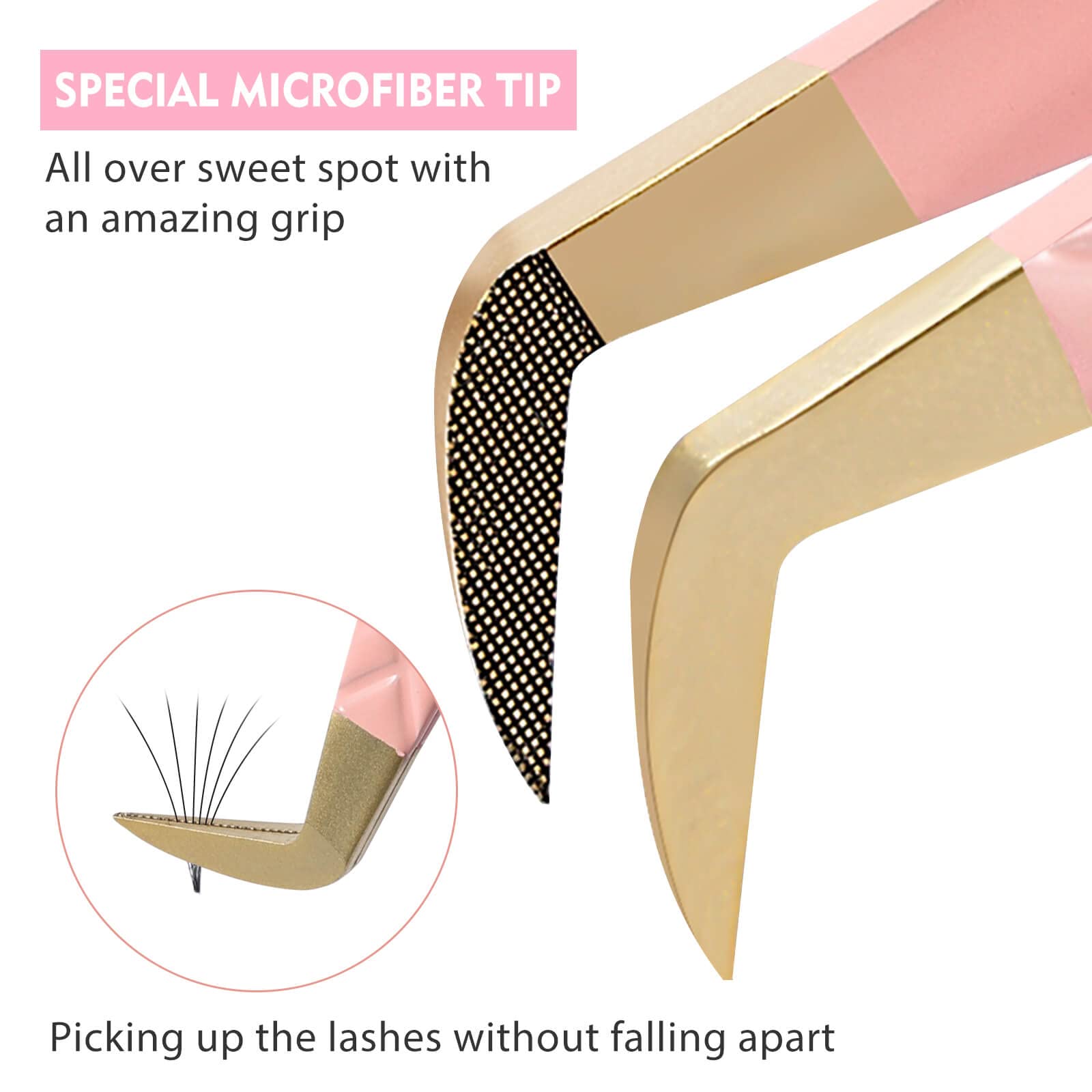 Professional Ms.Queen Lash Tweezers for Eyelash Extensions - Fiber Tip Precision Tweezers for Mink Lashes & Volume Fan Making - Perfect for Salon Professionals & DIY Lash Artists at Home