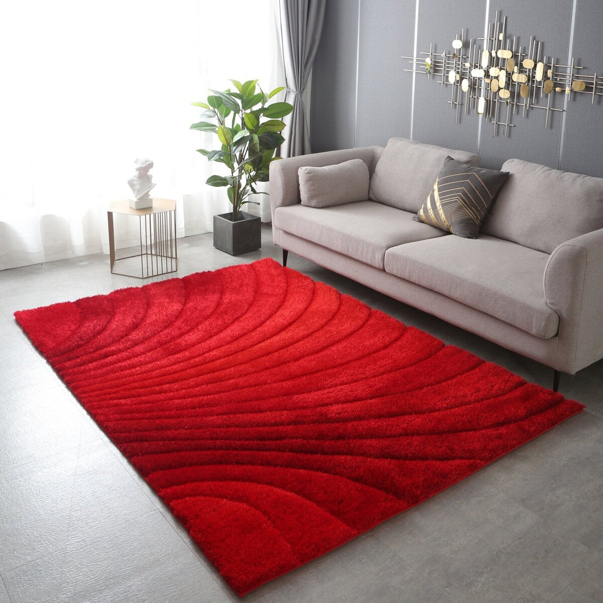 3D Shaggy Hand Tufted Area Rug 3'6