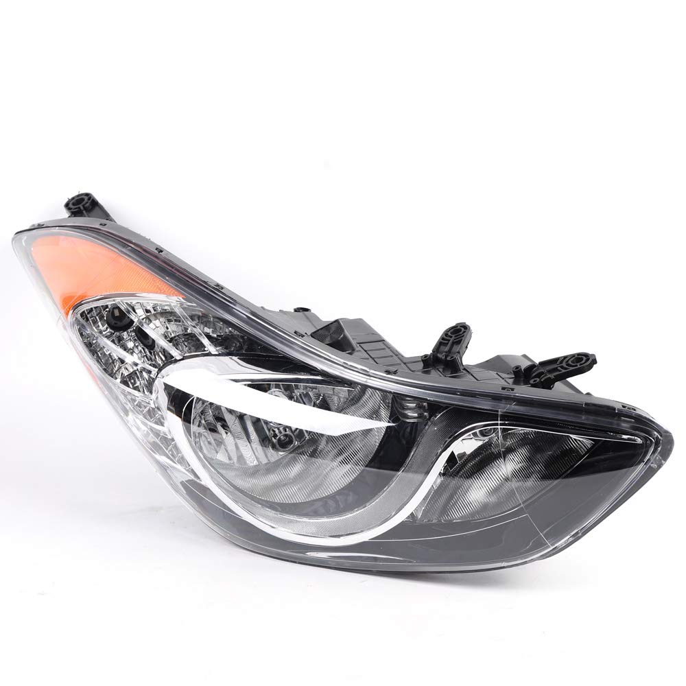 2011-2013 Hyundai Elantra Right Passenger Side Headlight Assembly - OEM Replacement Halogen Headlamp with Black Housing (Part# HY2502161) | Perfect for Night Driving & Foggy Conditions