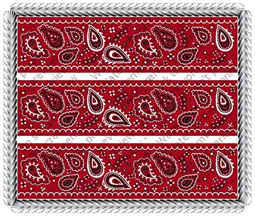 Red Bandana Cake Toppers - Edible Side Strips for Birthday Cakes & Cupcakes - Perfect for Western Cowboy Themed Parties, Baby Showers, and BBQ Celebrations - D2000