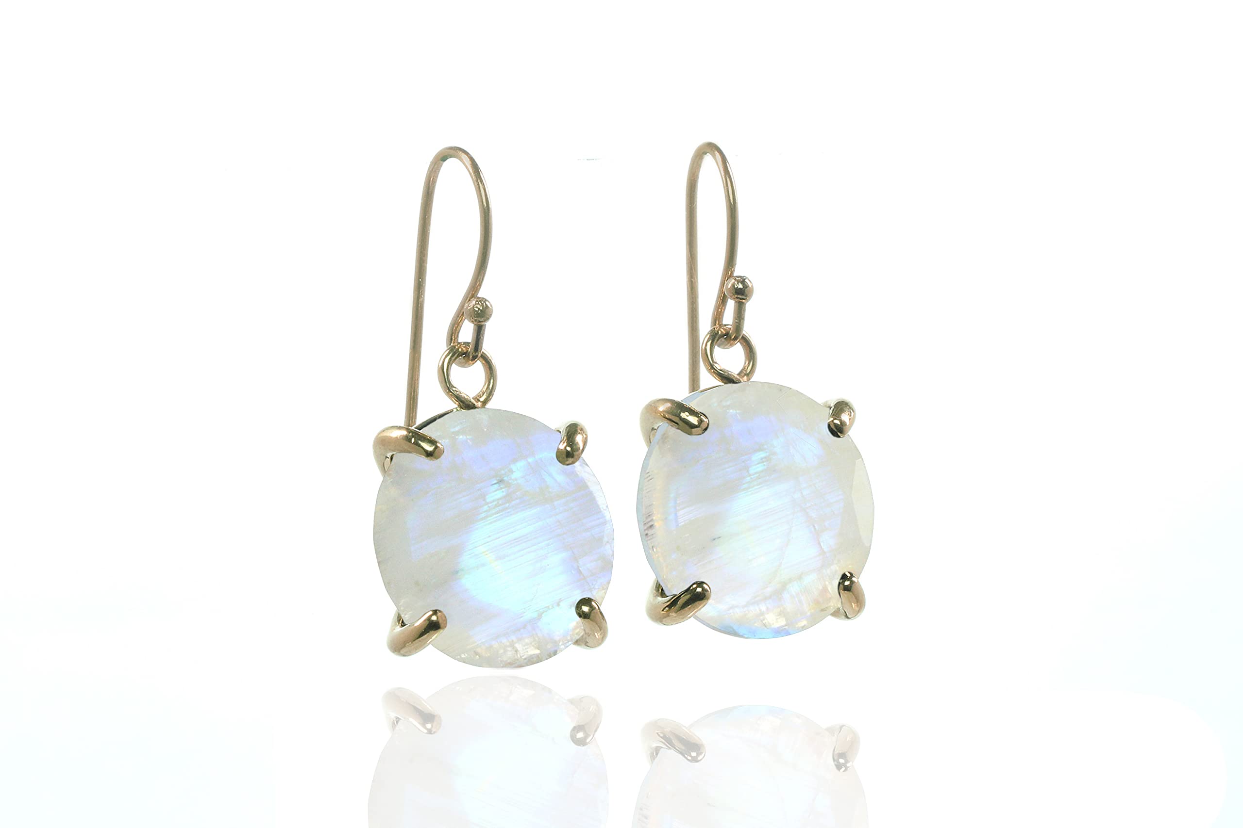 Artisan Moonstone Earrings for Women - 14k Gold Handmade Earrings, June Birthstone Jewelry Gift with Fancy Box - Perfect for Weddings, Parties & Special Occasions