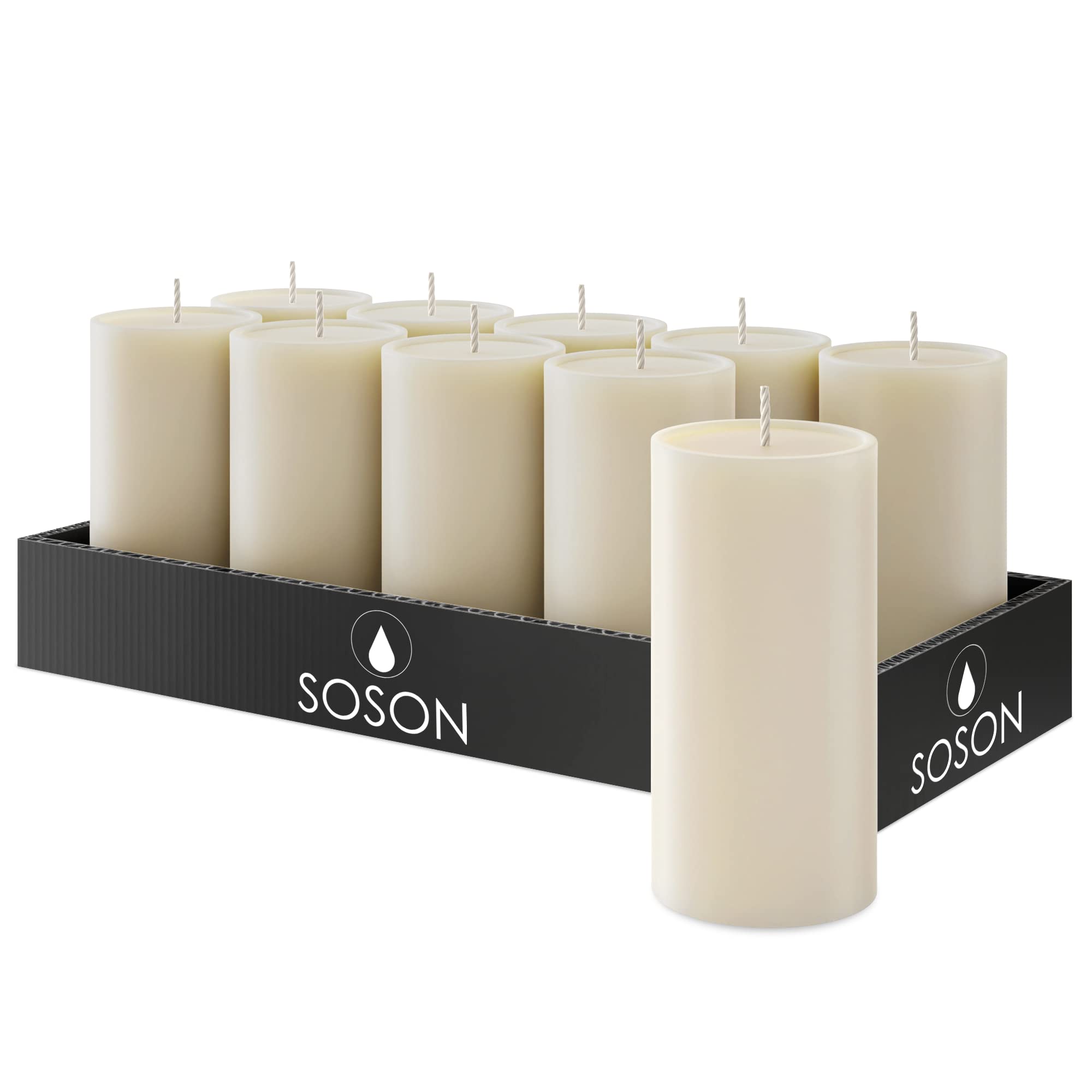 Simply Soson Set of 10 Ivory Pillar Candles 2