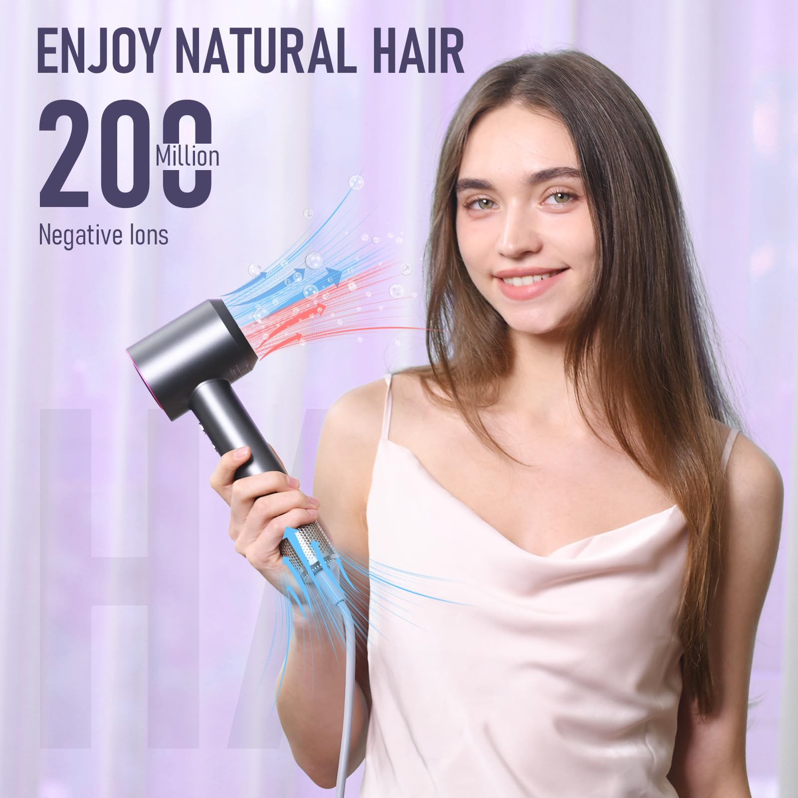 Professional Hair Dryer - 110,000 RPM High-Speed Ionic Blow Dryer with Thermo-Control & Magnetic Nozzle - Low Noise Fast Drying for Salon-Quality Styling at Home or Travel | Perfect for Daily Use, Salon Styling & On-the-Go Hair Care
