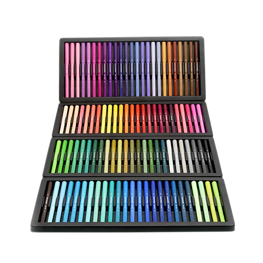 100 Colors KACO Dual Tip Marker Pens Set - Watercolor Brush & Fineline Pen for Coloring, Drawing, Calligraphy, Manga - Perfect for Artists, Students & DIY Craft Projects