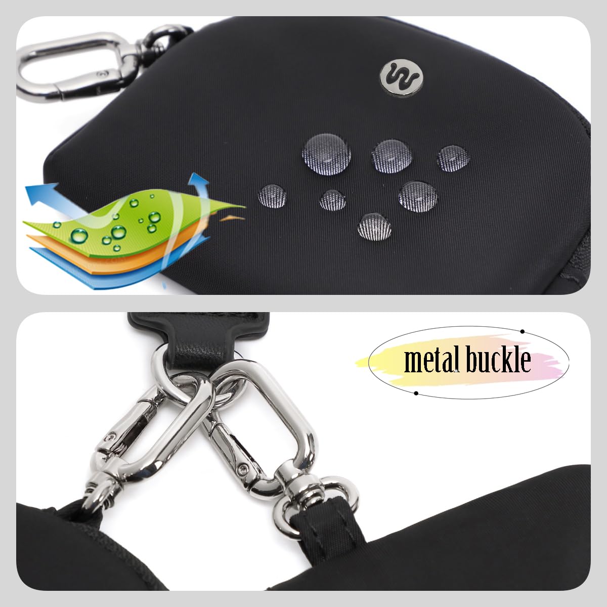 Mini Zip Wristlet Wallet for Women - Detachable Dual Pouch & Keychain (Black) - Perfect for Travel & Daily Use