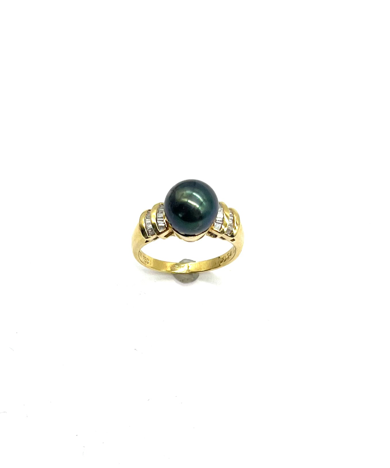 18K Gold Tahitian Pearl and Diamond Ring for Women - Elegant Wedding, Engagement, Anniversary Gift Jewelry