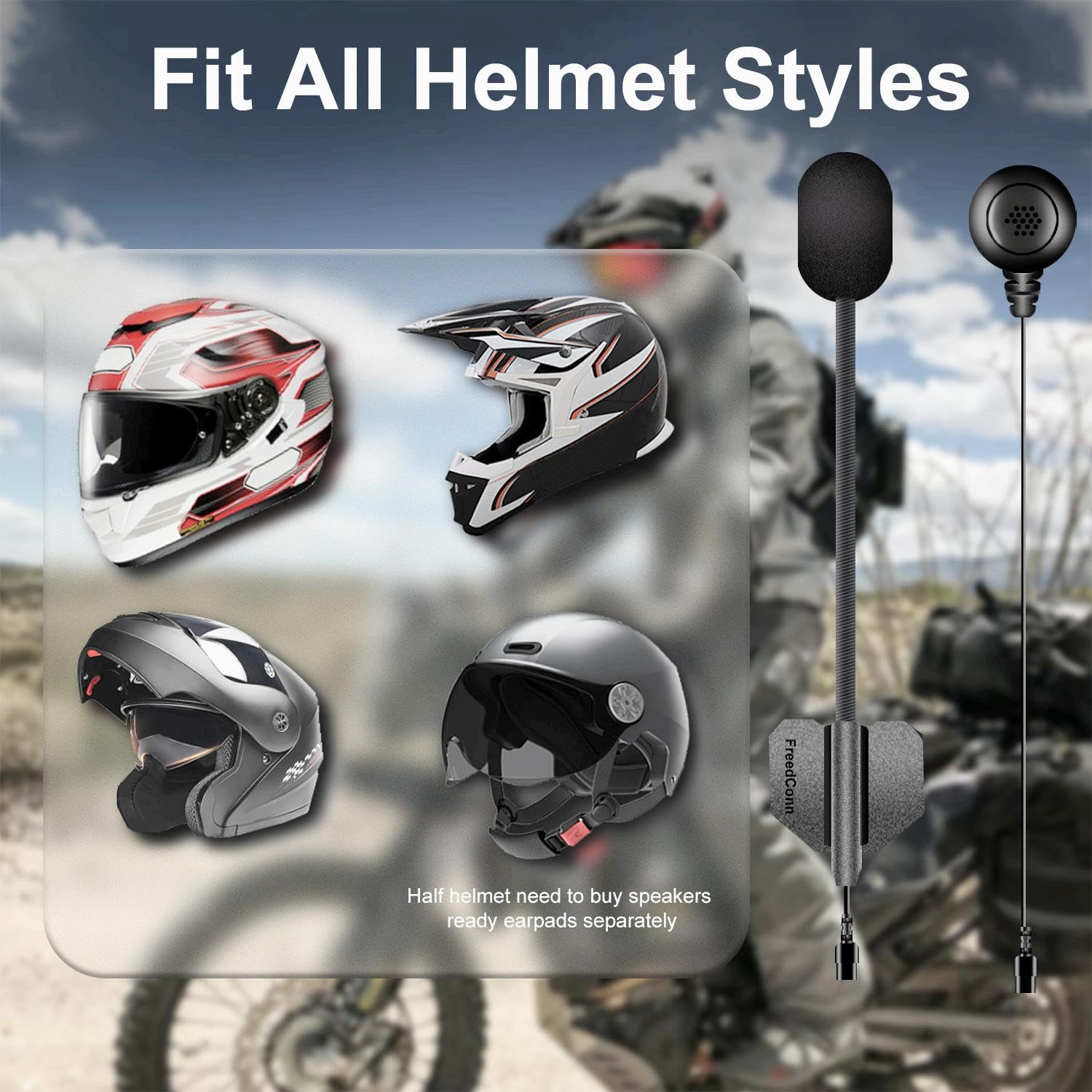 FreedConn TCOM-SC BT5.0 Motorcycle Bluetooth Headset - Wireless Helmet Intercom Communication System for 2 Riders, 800M Range, Music Sharing & LCD Screen with FM Radio - Perfect for Group Riding, Road Trips and Motorcycle Tours