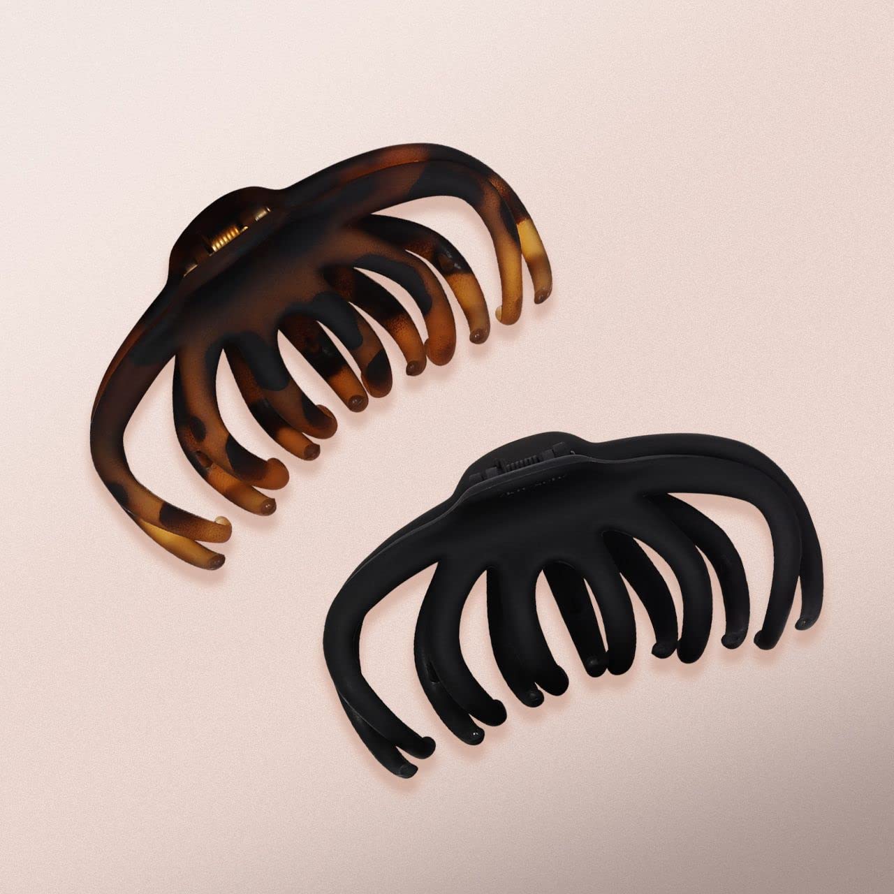 Kitsch Octopus Claw Hair Clips for Women - Cute & Stylish Hair Accessories for Thick Hair (Black & Tortoise, 2pcs) - Perfect for Everyday Use, Beach, Work & Casual Outfits