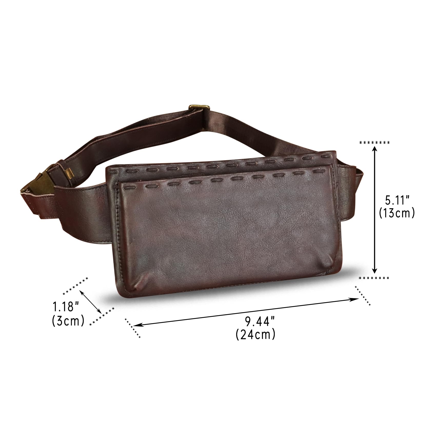 Genuine Leather Waist Bag for Women & Men - Premium Real Leather Fanny Pack, Sling Bag & Crossbody Purse - Perfect for Travel, Hiking & Everyday Use (Coffee Brown)