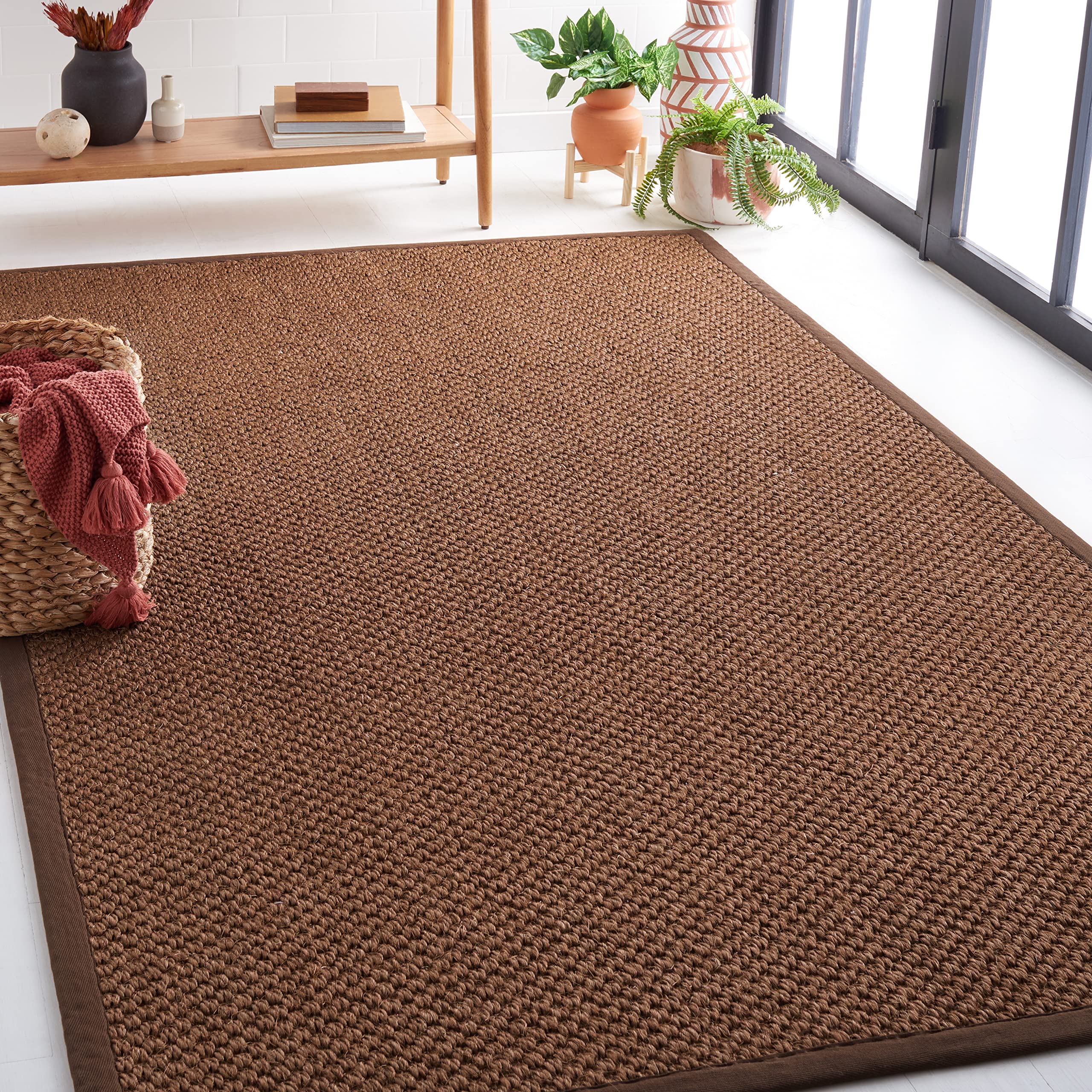 SAFAVIEH Natural Fiber Collection 4' x 6' Chocolate Sisal Accent Rug - Easy Care, Durable & Non-Shedding - Perfect for Entryway, Living Room, Bedroom, Office & High Traffic Areas (NF525D) - Adds Warmth & Texture to Modern & Farmhouse Decor